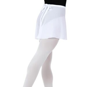 Capezio Womens Size Medium Large Georgette Wrap Skirt Sheer White Ribbon Ties
